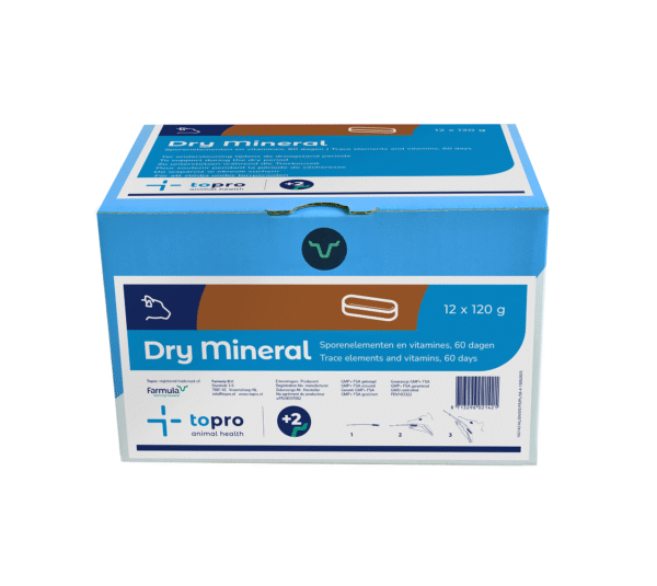 “Topro Dry Mineral bolus – mineraal dieetvoeder voor droogstaande koeien met 60 dagen afgifte van sporenelementen en vitamines ter voorbereiding op afkalven”